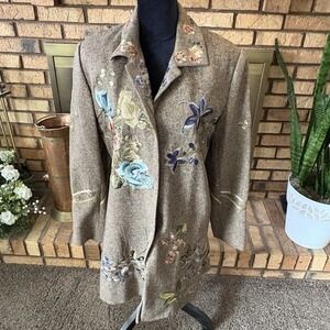 Peter Nygard Collection Embroidered Wool Blend Jacket